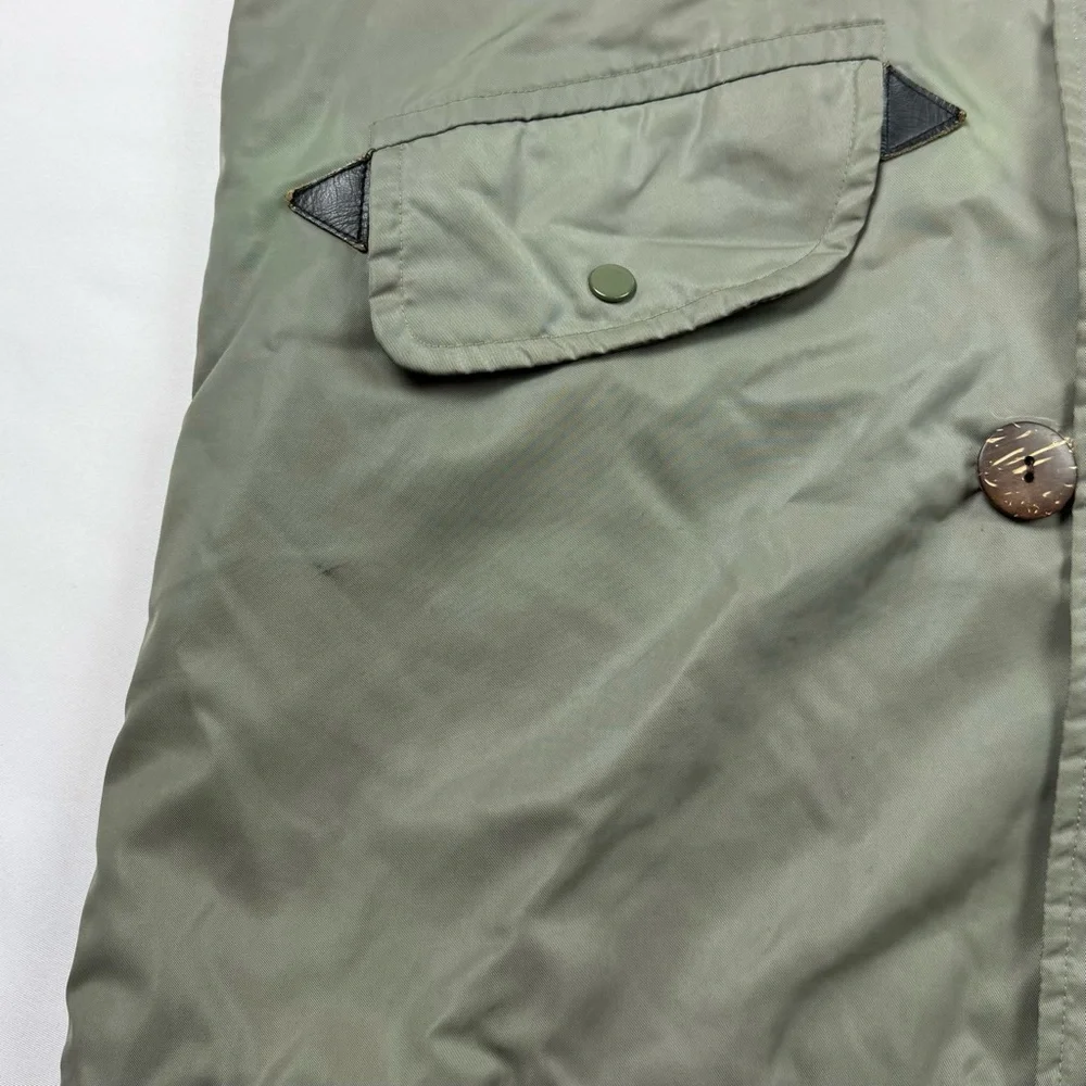 Vtg Montgomery Ward Mens Parka Jacket Sz Medium 70s Military Green Fur Trim Hood
